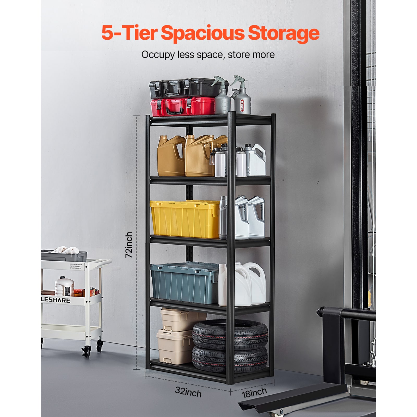 5-tier Garage Storage Shelving Heavy Duty Metal Shelving Unit_voghion.com